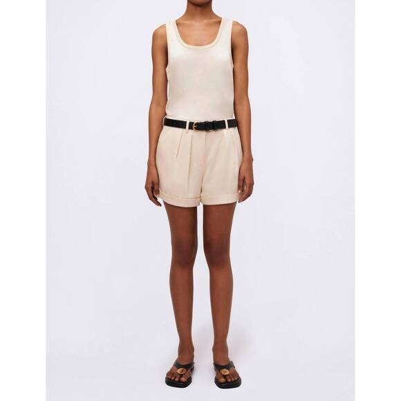 NEW JONATHAN SIMKHAI devan pleated shorts in ecru